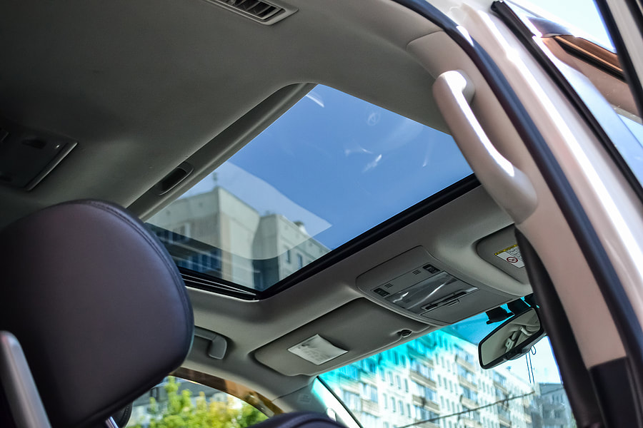 car with sunroof glass